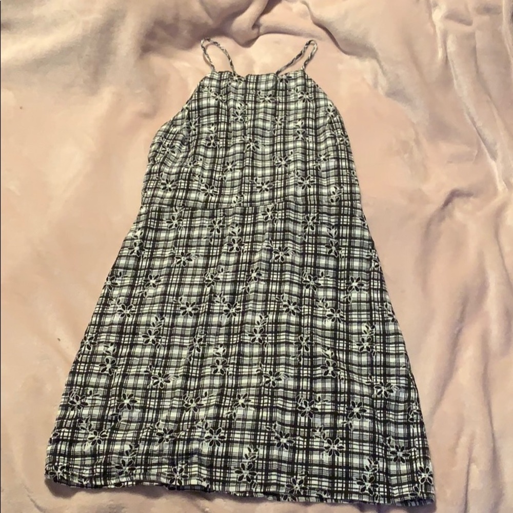 Plaid floral mini dress